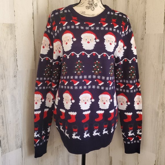 SEASONS GREETING CHRISTMAS SANTA SWEATER - Picture 1 of 6